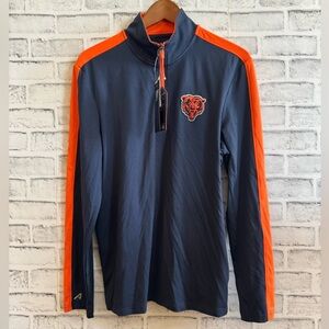 NWT! Men’s Antigua Chicago Bears blue 1/4 zip LS mock neck pullover Size Medium